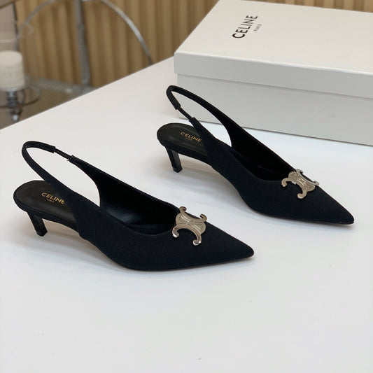 Celine ALMA TRIOMPHE SLINGBACK IN BLACK SUEDE