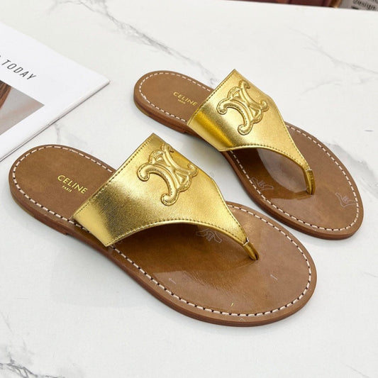 Celine THONG MULE IN GOLD CALFSKIN