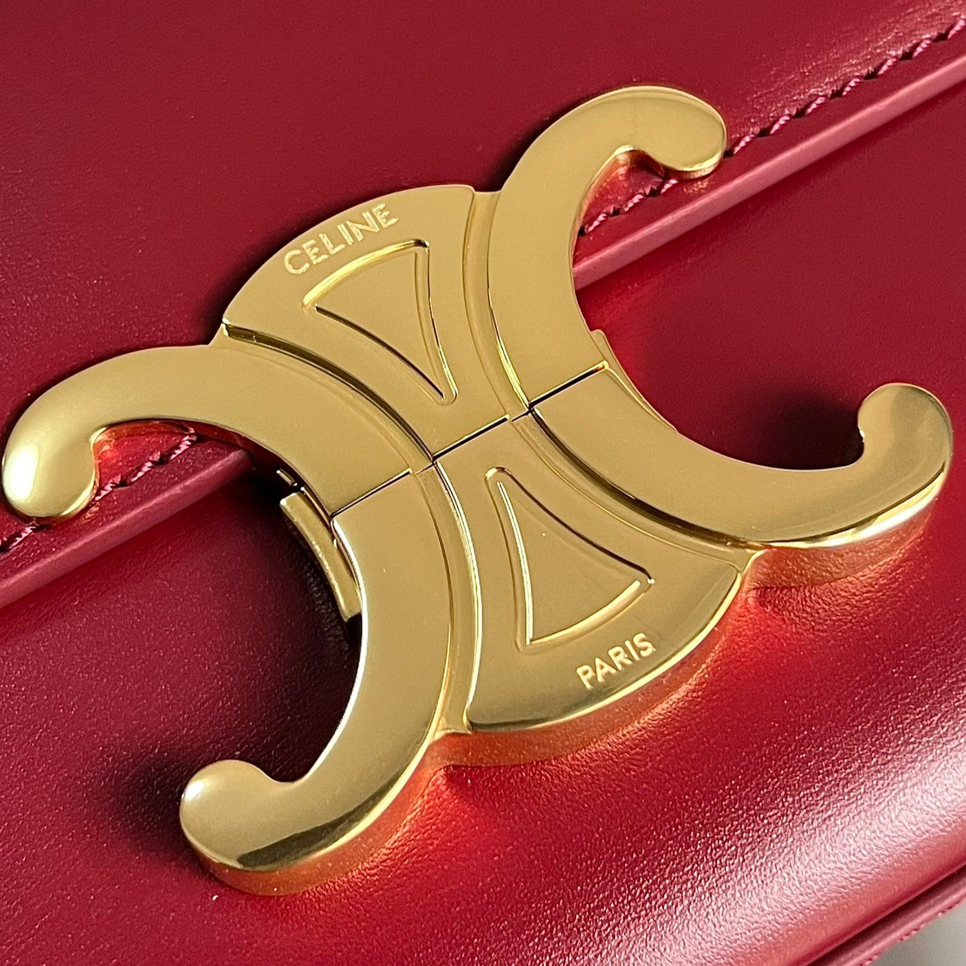 Celine TRIOMPHE 20  BURGUNDY RED CALFSKIN