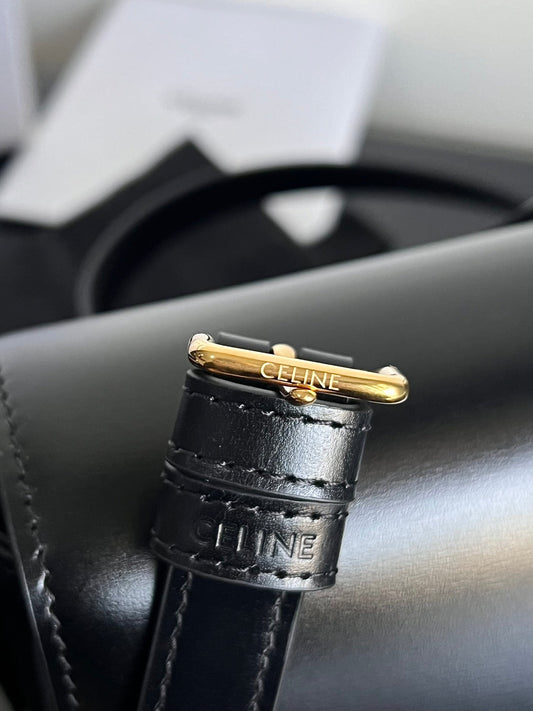 Celine TEEN TRIOMPHE 18 ALL BLACK CALFSKIN GOLD HARDWARE