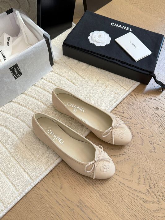 CHANEL 25C Ballet Flat Suede Calfskin