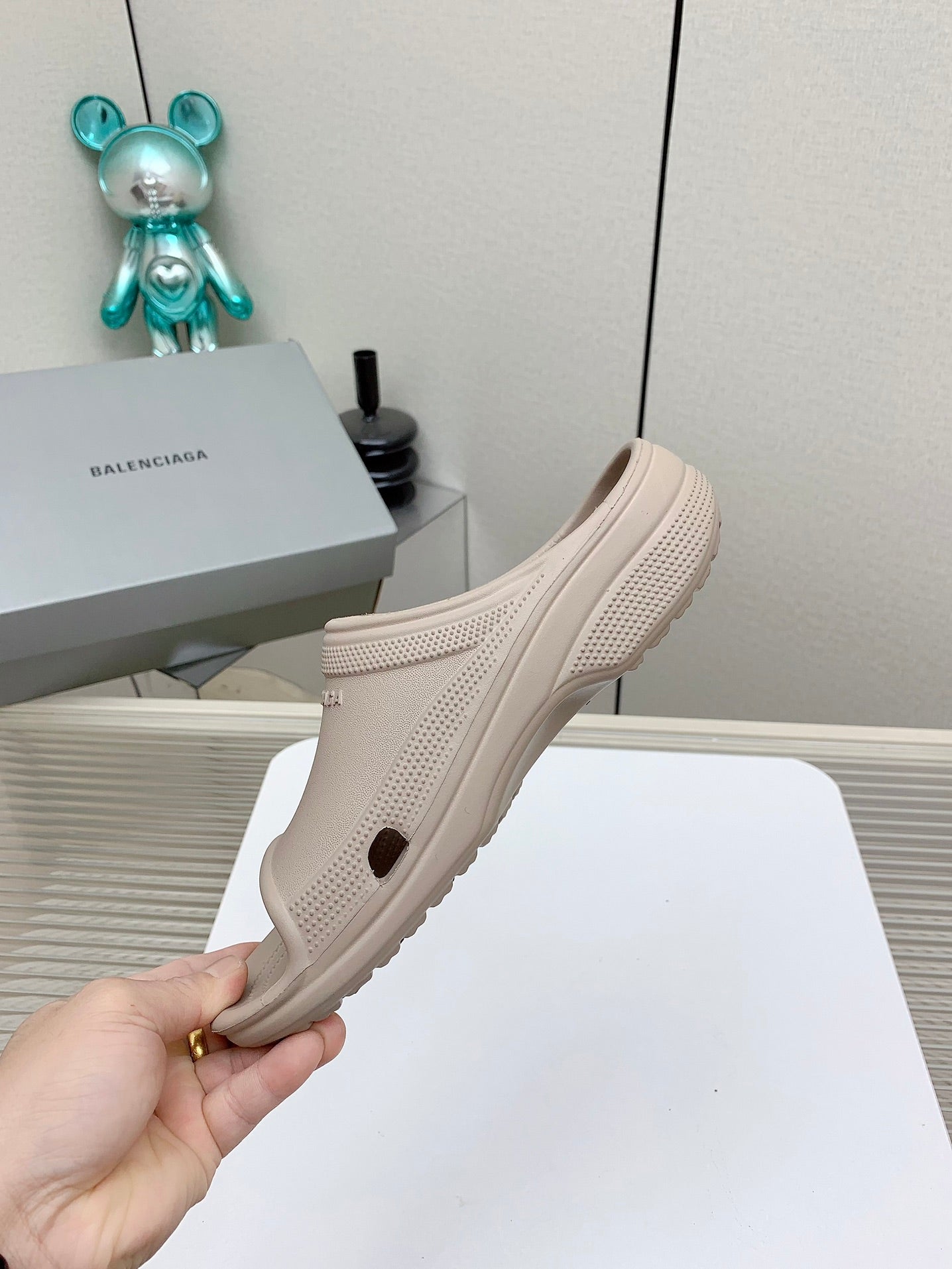 Balanciaga POOL CROCS IN HILLARY BROWN RUBBER