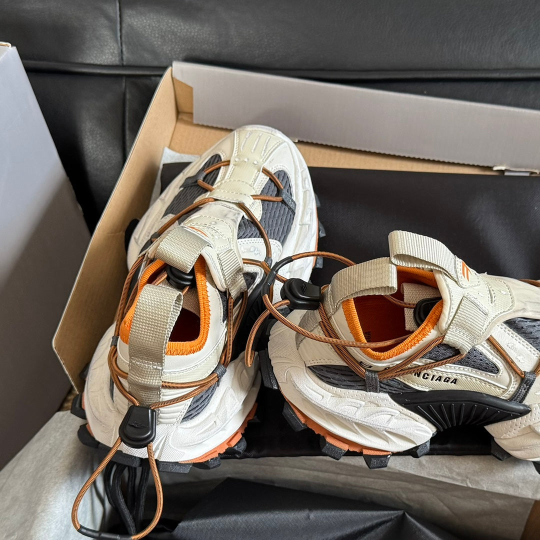 Balanciaga HIKE SNEAKER IN BEIGE AND ORANGE MESH, POLYURETHANE AND POLYESTER