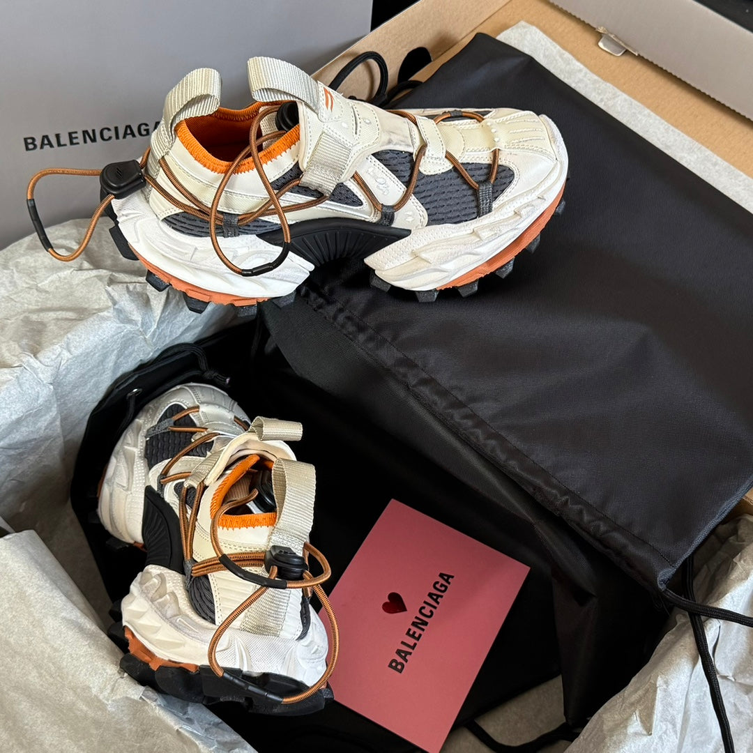 Balanciaga HIKE SNEAKER IN BEIGE AND ORANGE MESH, POLYURETHANE AND POLYESTER