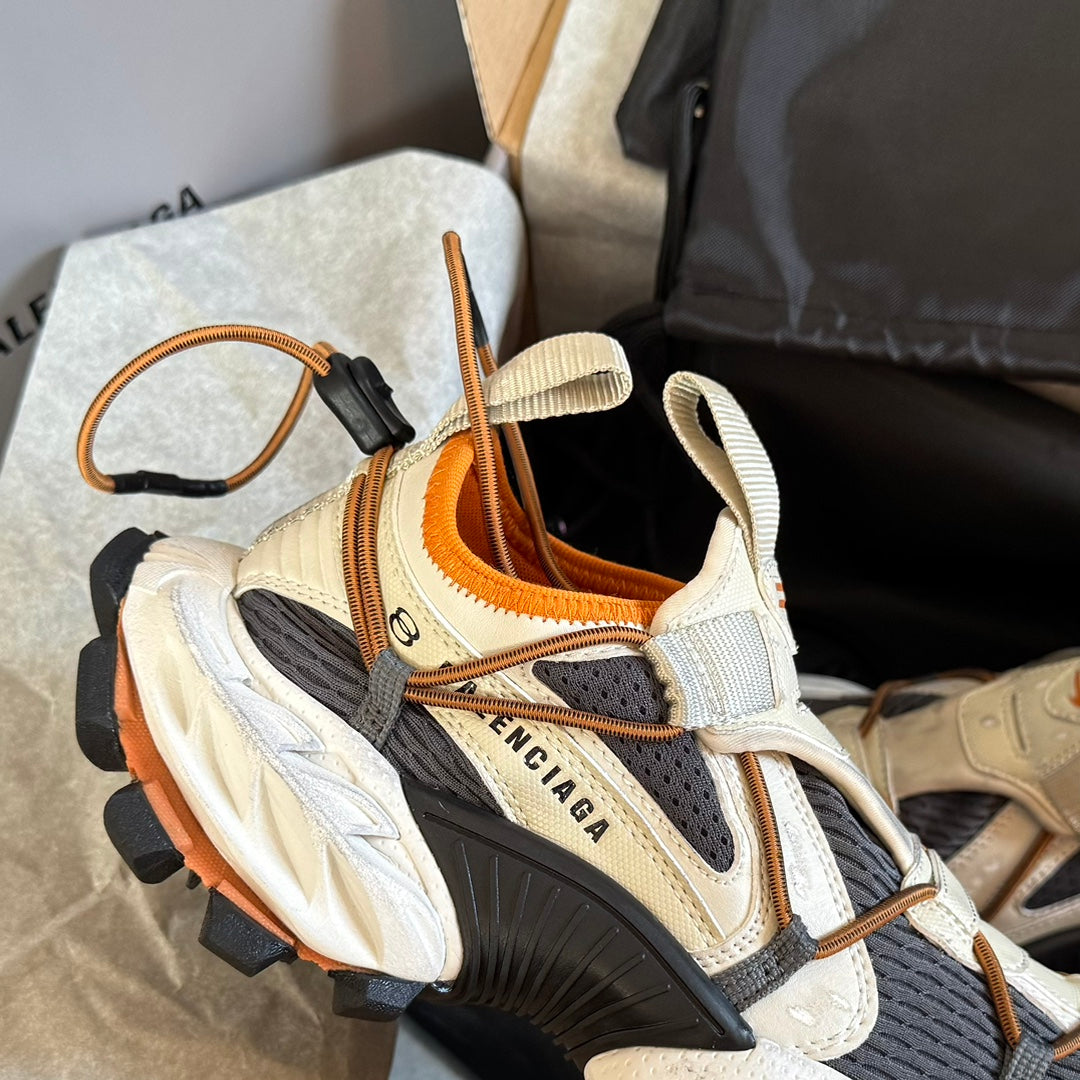 Balanciaga HIKE SNEAKER IN BEIGE AND ORANGE MESH, POLYURETHANE AND POLYESTER