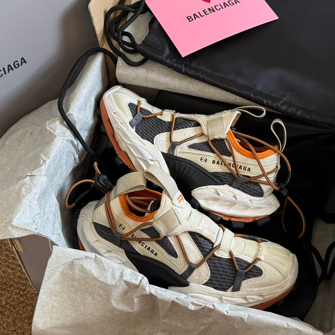 Balanciaga HIKE SNEAKER IN BEIGE AND ORANGE MESH, POLYURETHANE AND POLYESTER