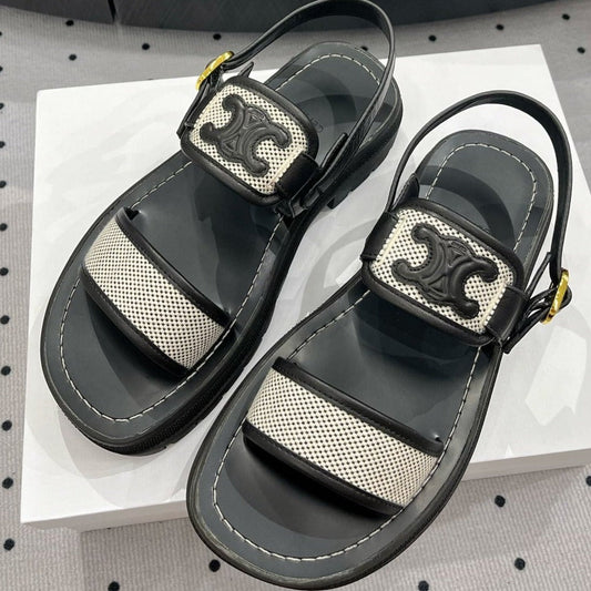 Celine SANDALS FLAT SHOES WHITE BLACK