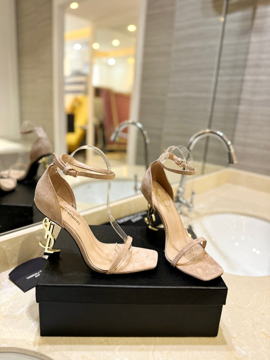 Saint Laurent SL OPYUM SANDALS 105 CAMEL SUEDE