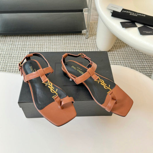 Saint Laurent SL CASSANDRA ONE SANDAL FLAT CIDER CALFSKIN