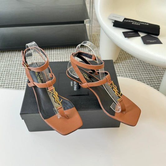 Saint Laurent SL CASSANDRA MID-HEEL SANDAL CIDER CALFSKIN