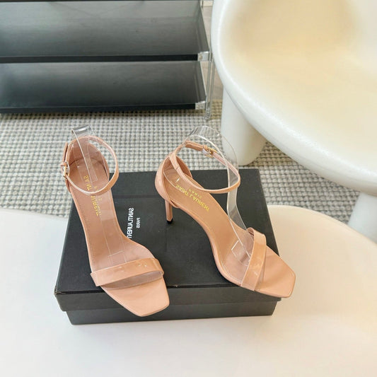 Saint Laurent SL SQUARE-TOED HIGH HEELS BISQUE CALFSKIN