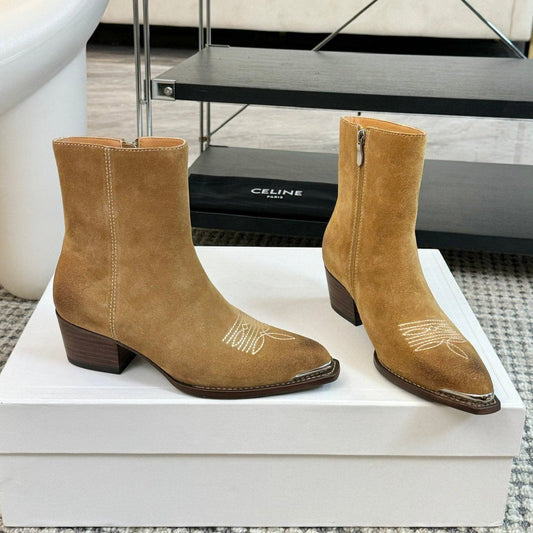 Celine ANKLE BOOTS 45 MM IN PEANUT BROWN SUEDE