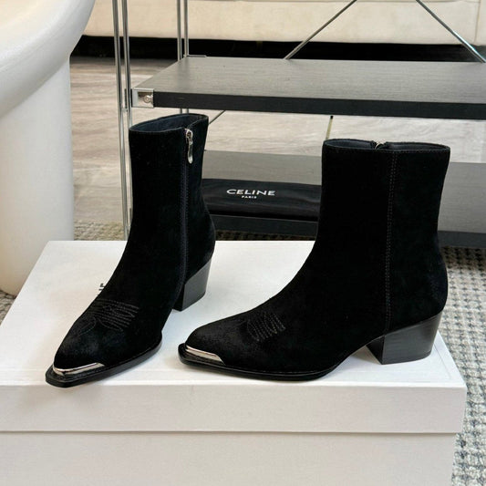 Celine ANKLE BOOTS 45 MM IN BLACK SUEDE