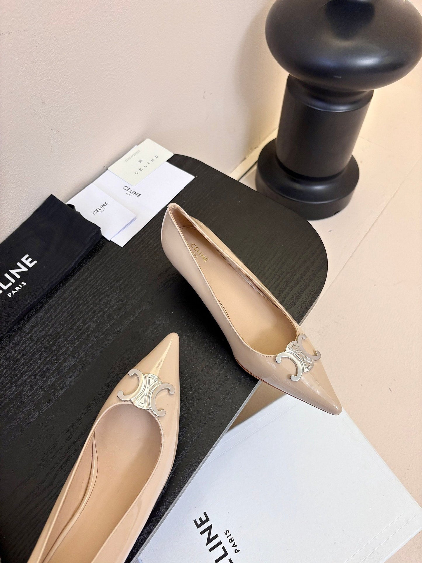 Celine CELINE Pump Nude Patent Calfskin 235699