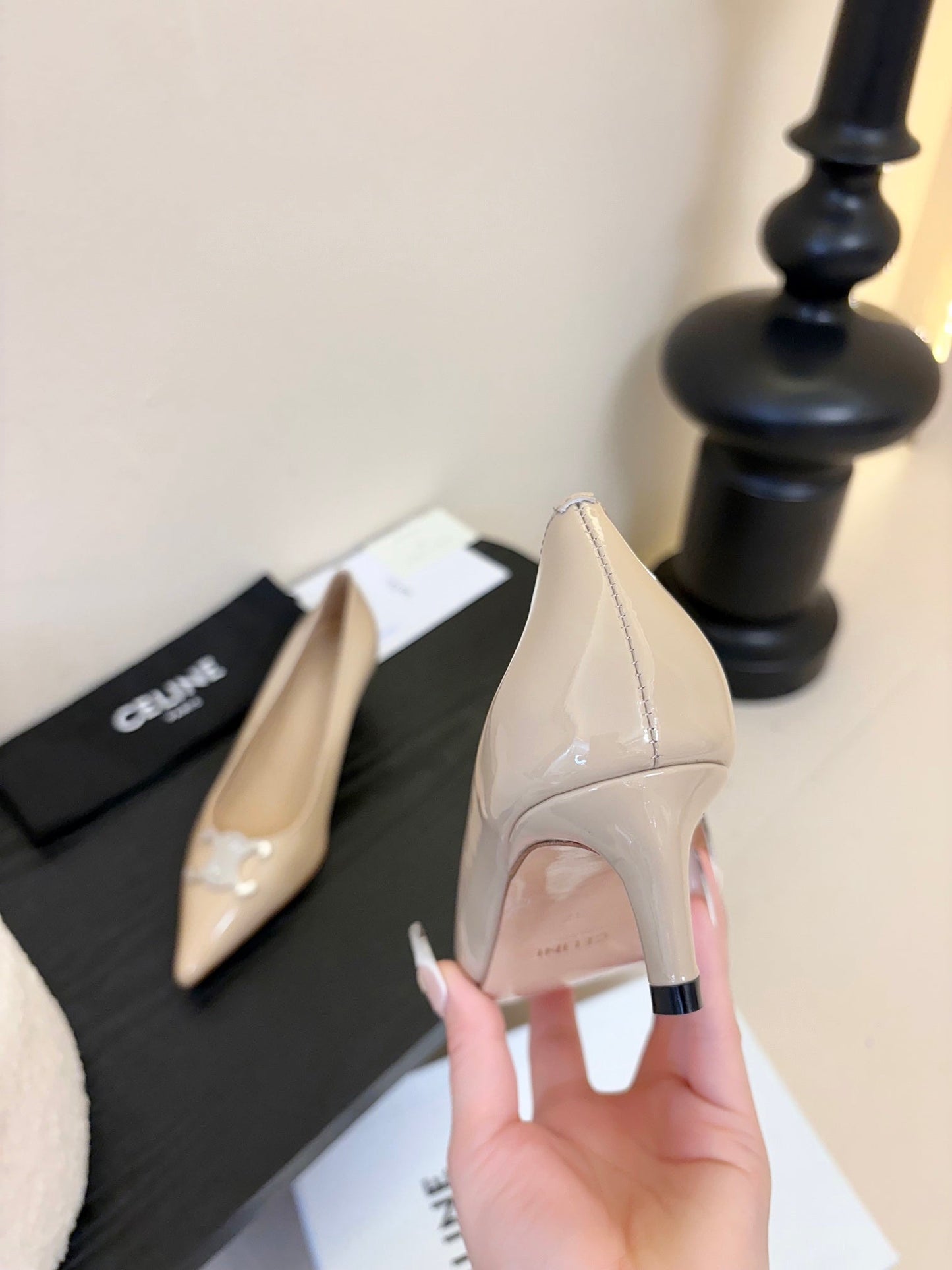 Celine CELINE Pump Nude Patent Calfskin 235699