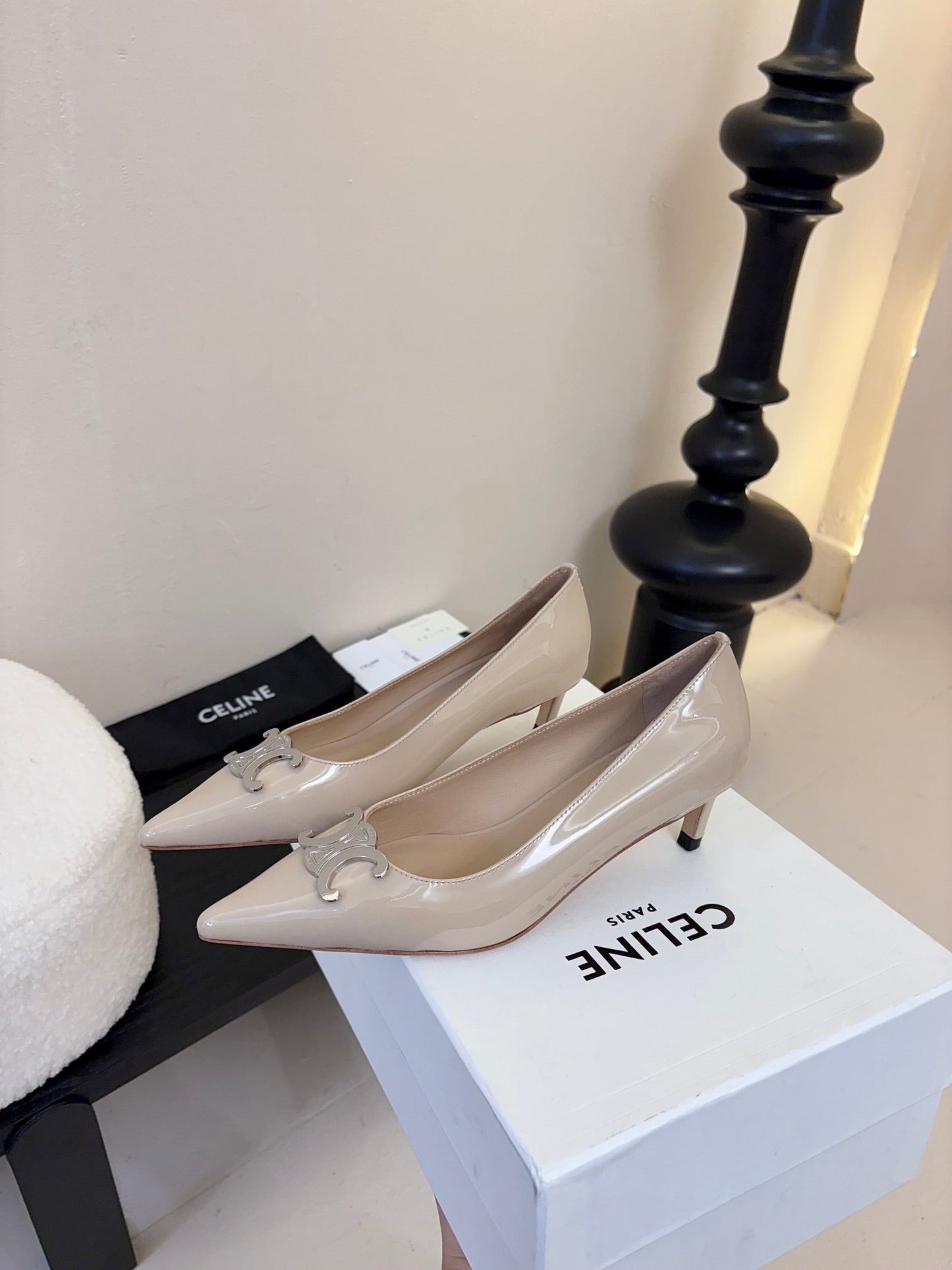Celine CELINE Pump Nude Patent Calfskin 235699