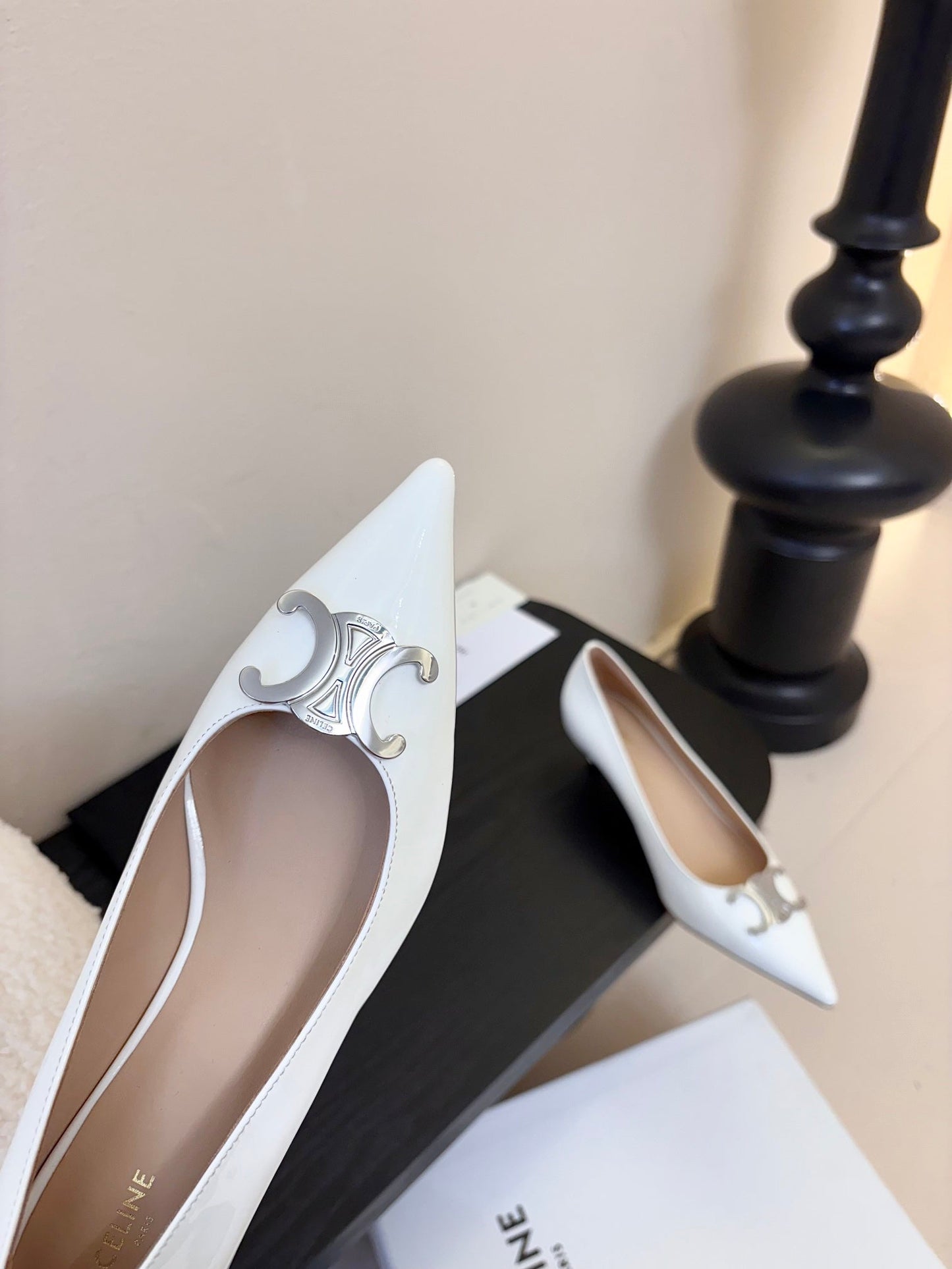Celine CELINE Pump White Patent Calfskin 235700