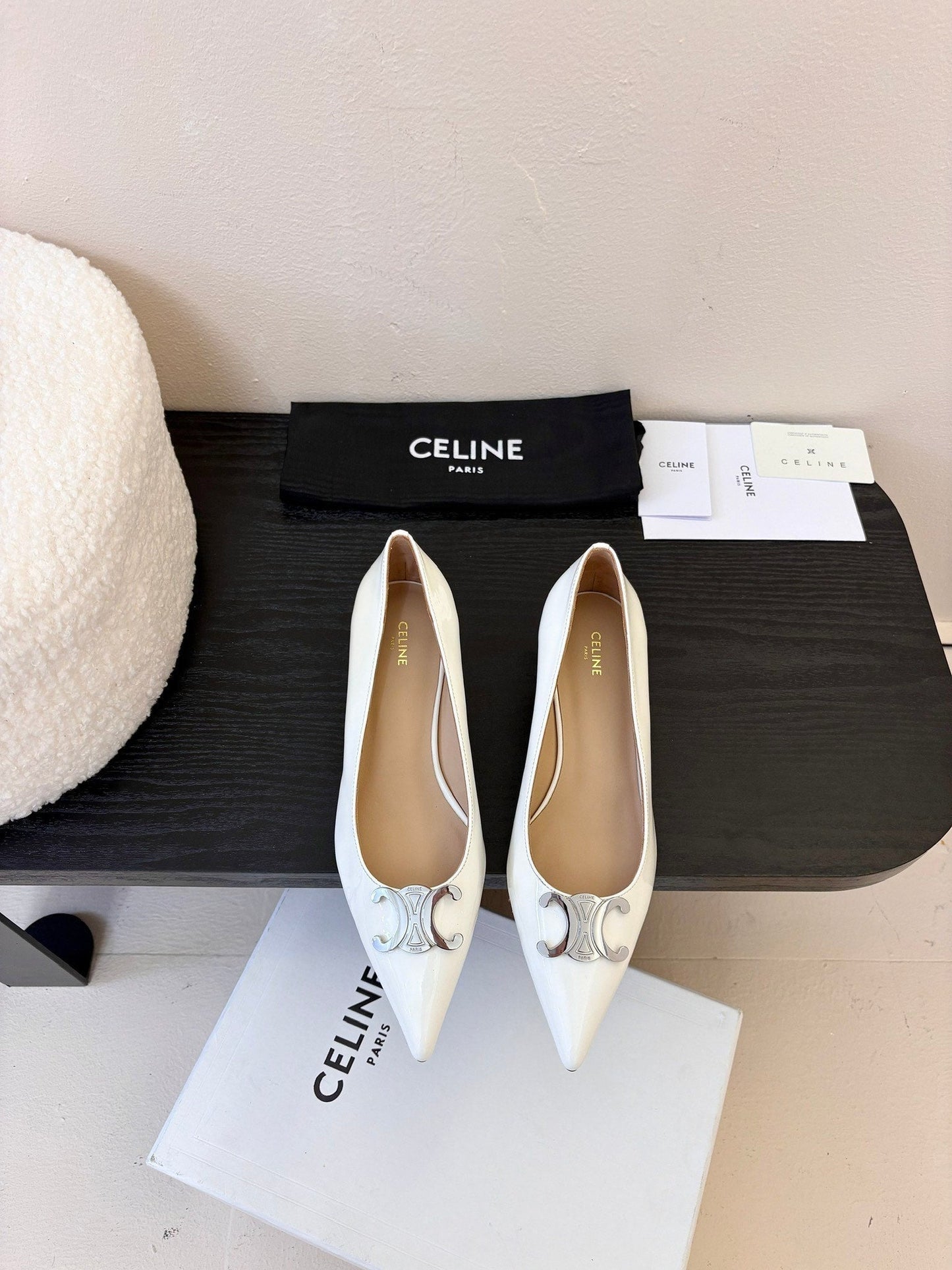 Celine CELINE Pump White Patent Calfskin 235700