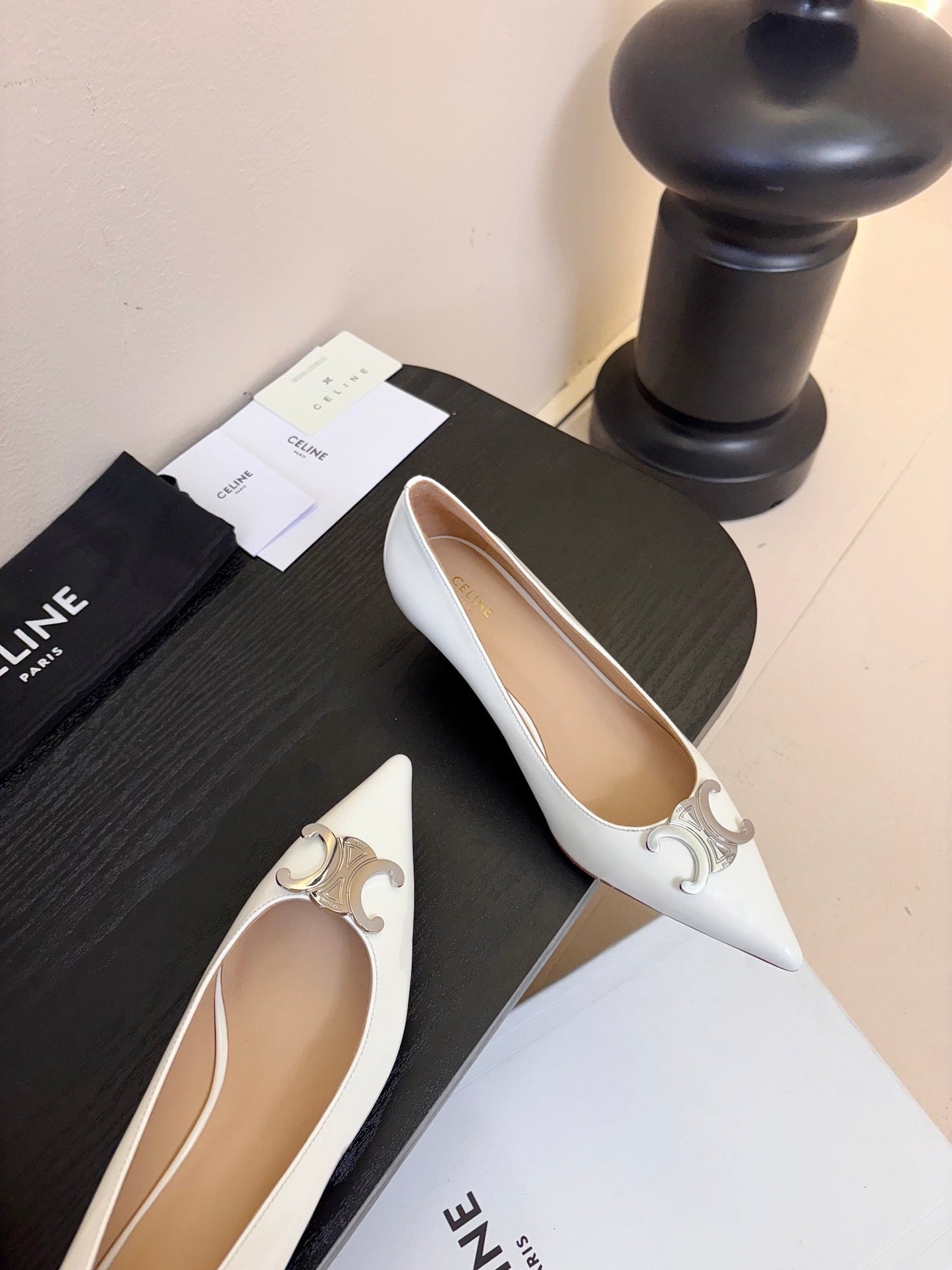 Celine CELINE Pump White Patent Calfskin 235700