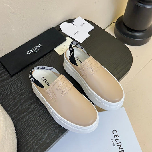 Celine CELINE Block Wedge Mule Cream Calfskin 235719