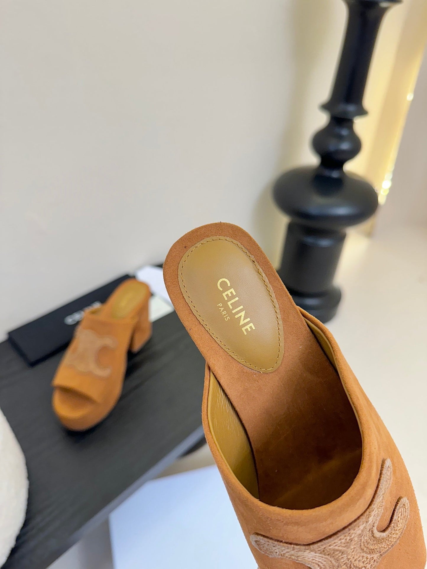 Celine CELINE 25C Elena Mule Copper Brown Suede 235723