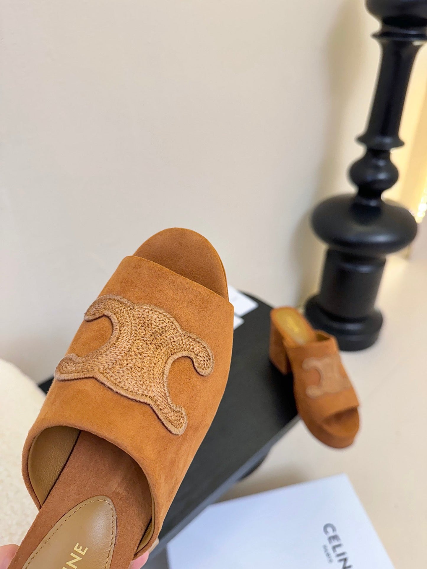 Celine CELINE 25C Elena Mule Copper Brown Suede 235723