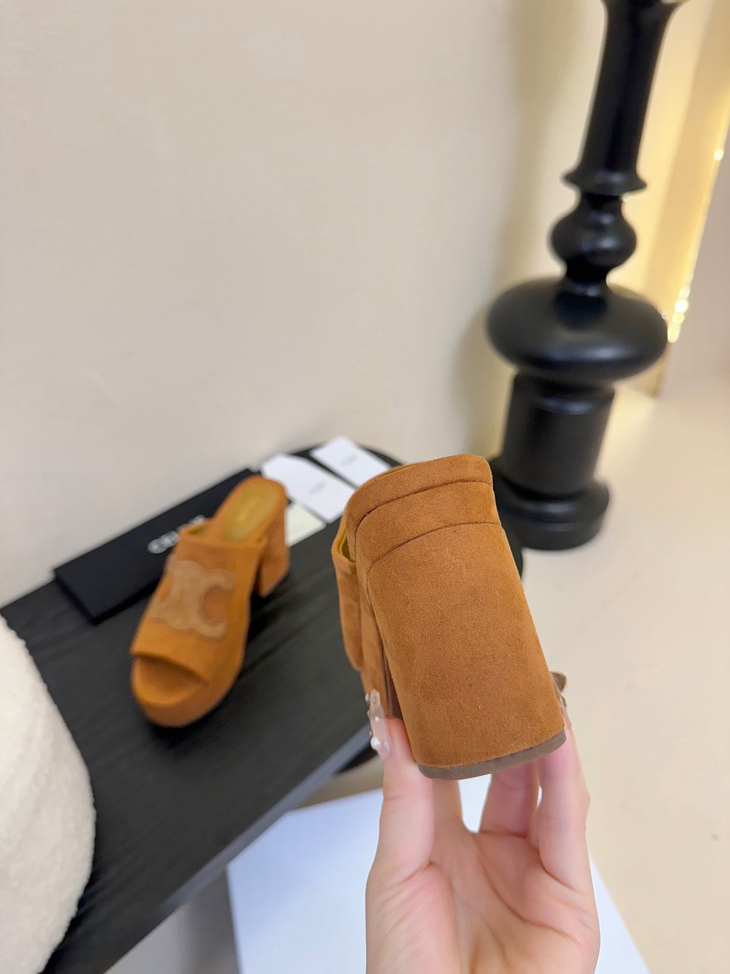 Celine CELINE 25C Elena Mule Copper Brown Suede 235723