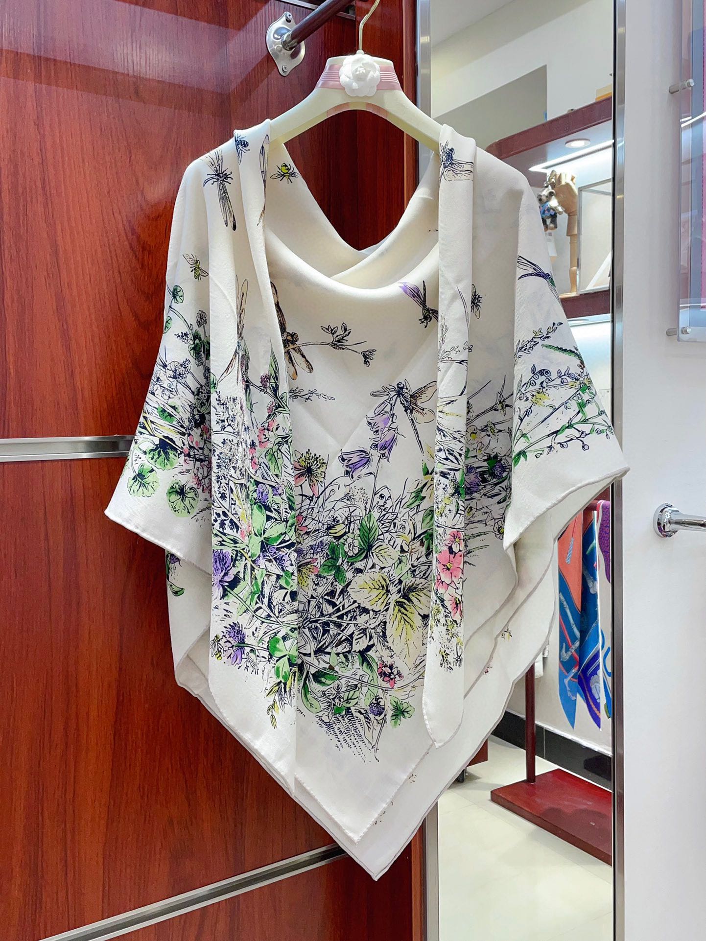 DIOR SCARF 140 CM IN WHITE MONOGRAM SILK AND CASHMERE 415163