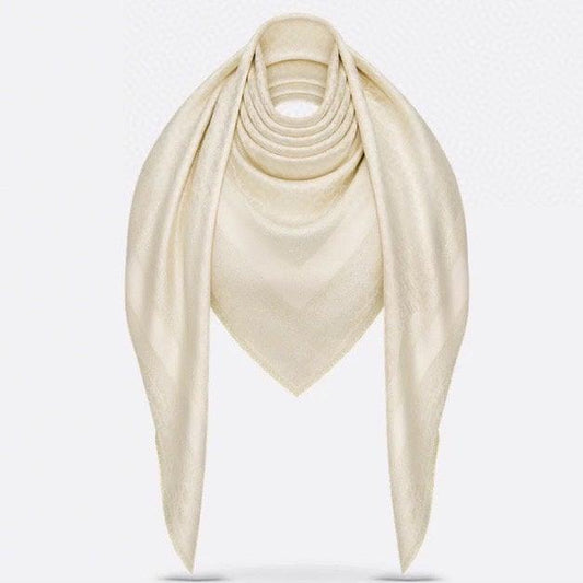 DIOR SQUARE SCARF 140 CM IN WHITE WOOL AND SILK  408660