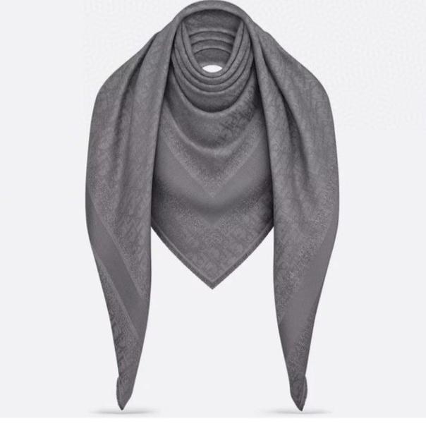 DIOR SQUARE SCARF 140 CM IN COOL GRAY WOOL AND SILK  408661