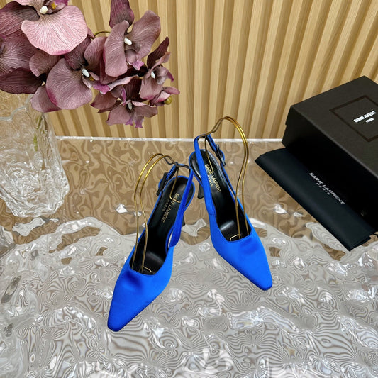 Saint Laurent SL DUNE SLINGBACK PUMPS COBALT SATIN
