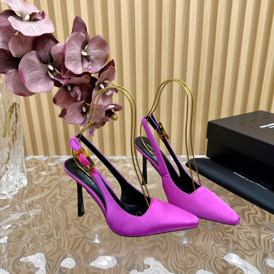 Saint Laurent SL DUNE SLINGBACK PUMPS PINK SATIN