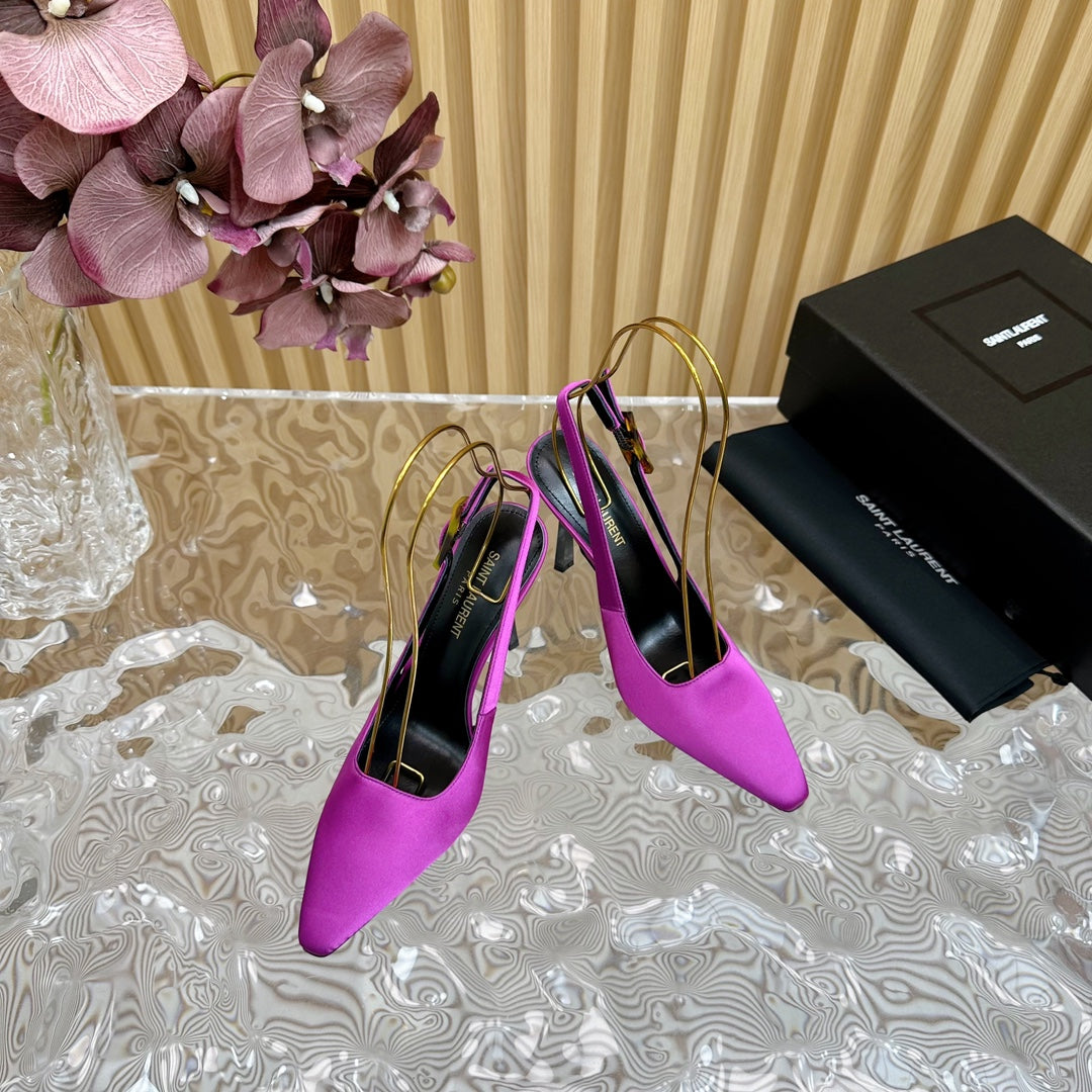 Saint Laurent SL DUNE SLINGBACK PUMPS PINK SATIN
