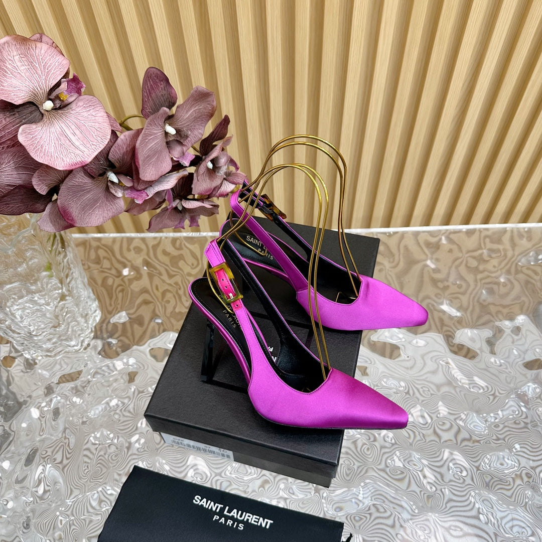 Saint Laurent SL DUNE SLINGBACK PUMPS PINK SATIN