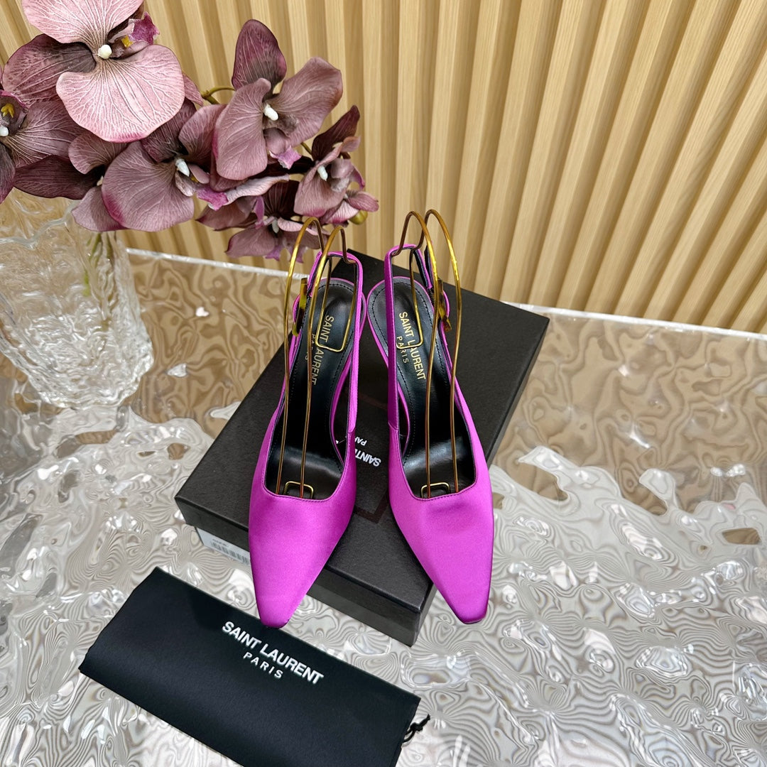 Saint Laurent SL DUNE SLINGBACK PUMPS PINK SATIN