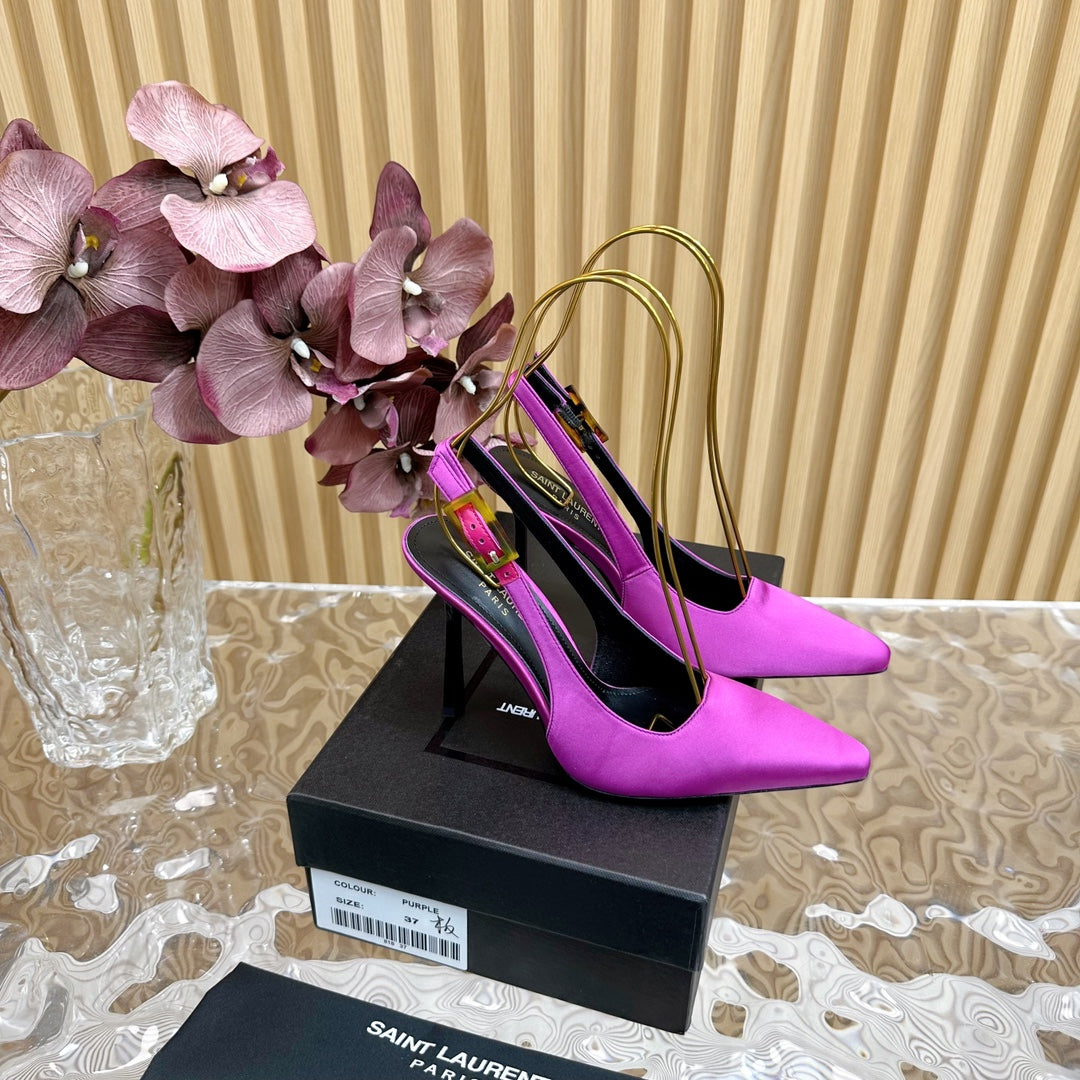 Saint Laurent SL DUNE SLINGBACK PUMPS PINK SATIN