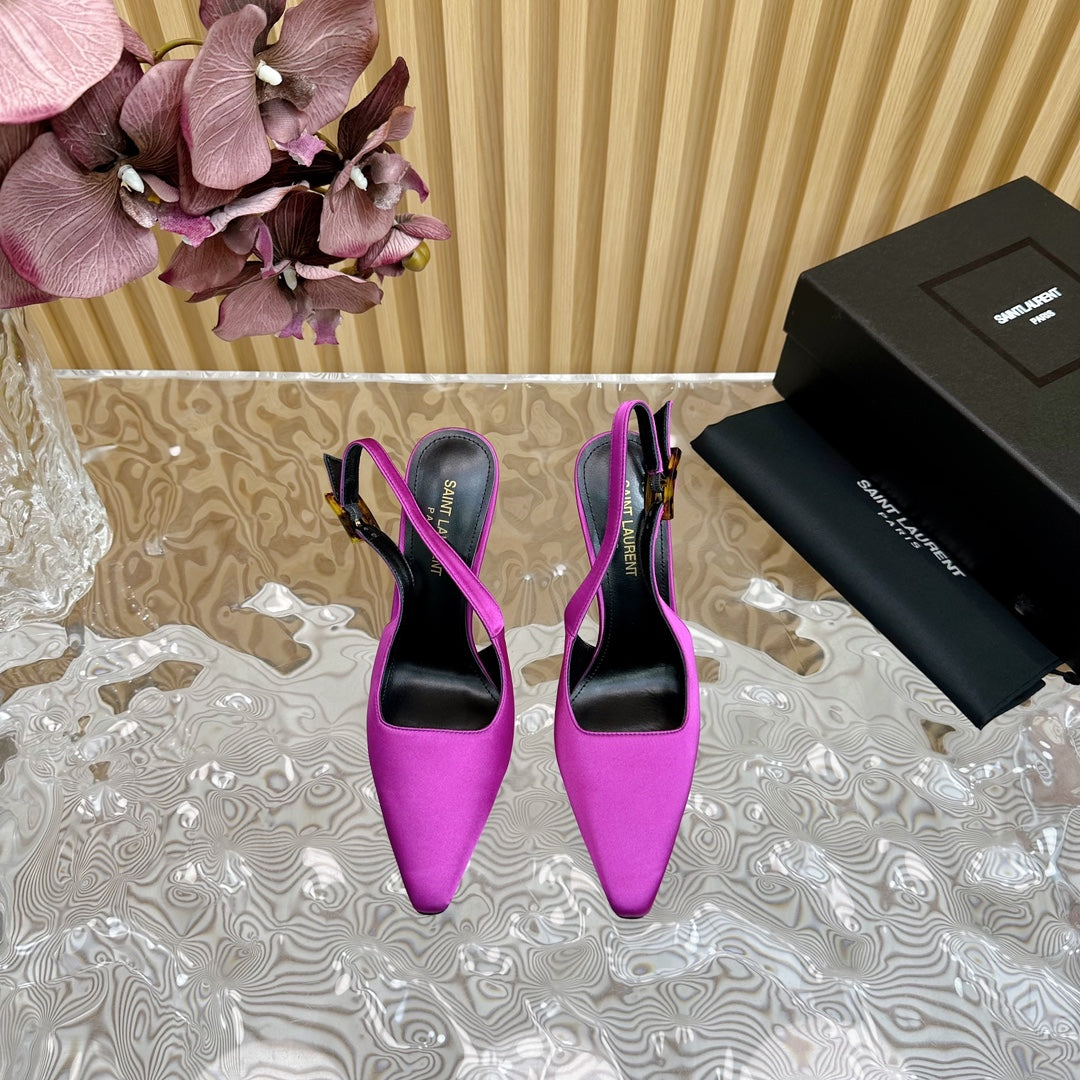 Saint Laurent SL DUNE SLINGBACK PUMPS PINK SATIN