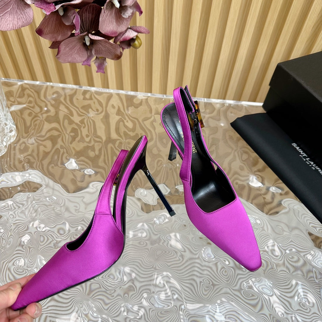 Saint Laurent SL DUNE SLINGBACK PUMPS PINK SATIN