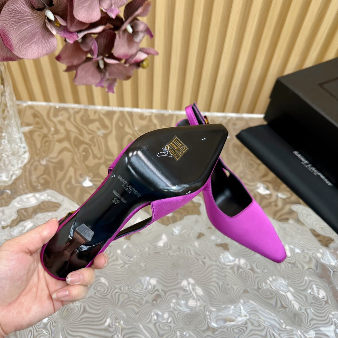 Saint Laurent SL DUNE SLINGBACK PUMPS PINK SATIN