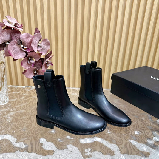 CHANEL Ankle Boots 25mm Black Calfskin