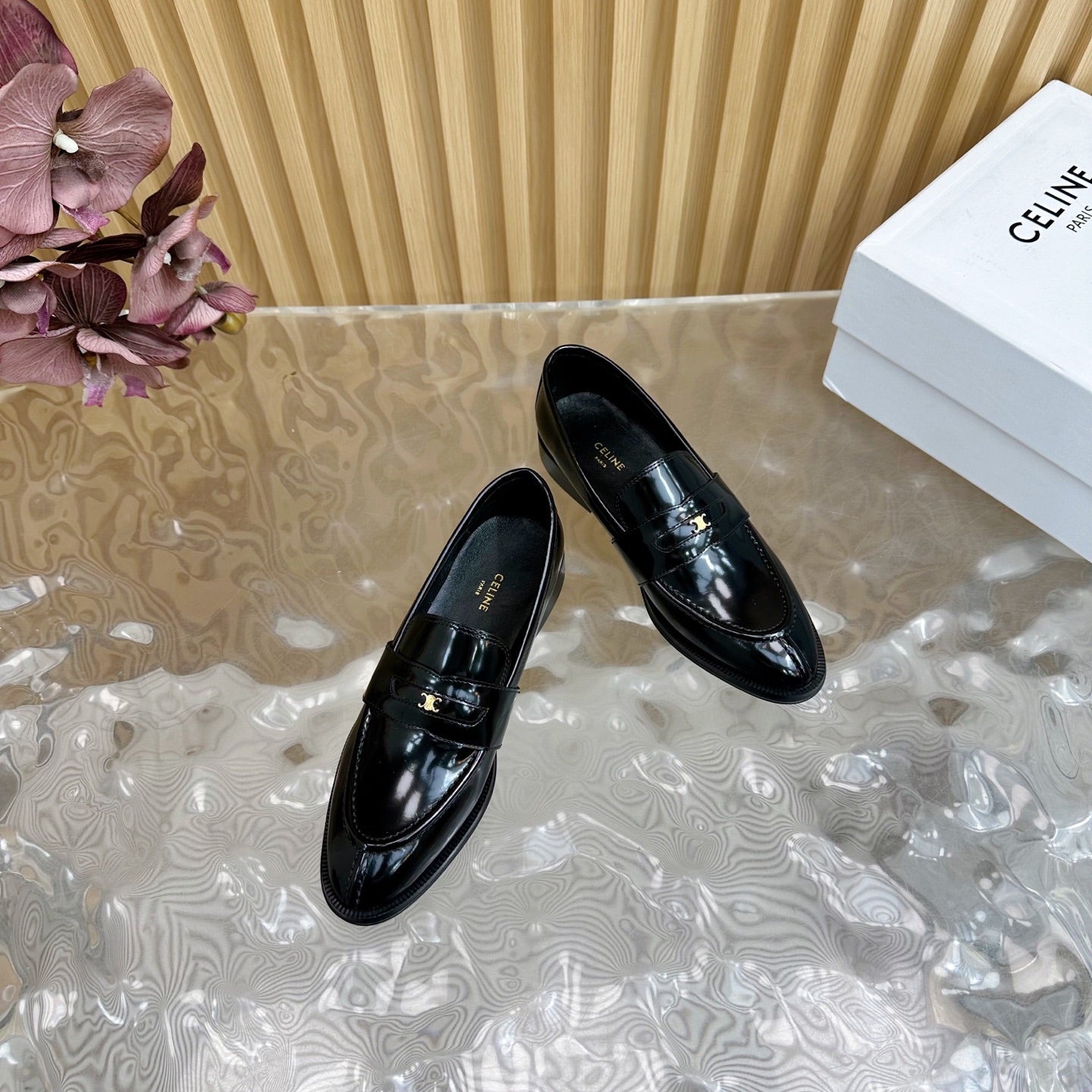 Celine CELINE Loafers Black Leather 285917