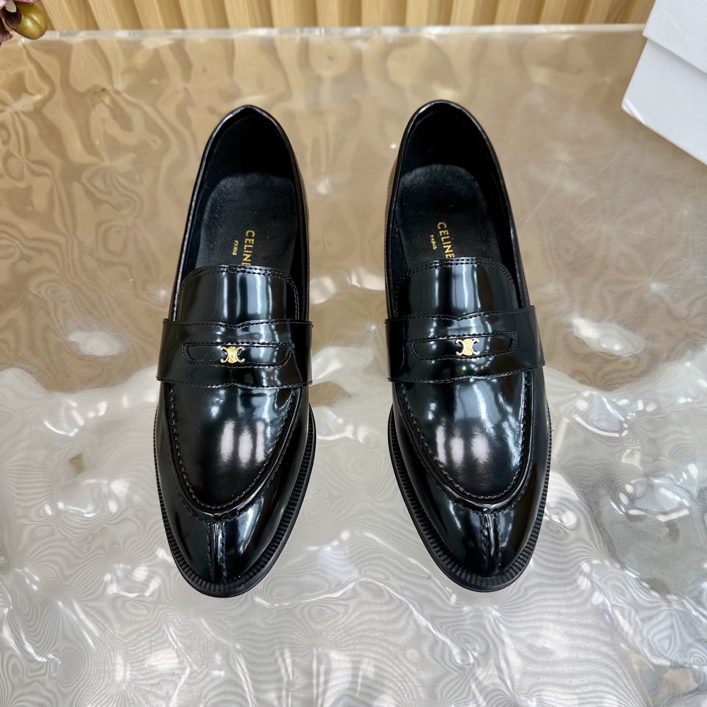 Celine CELINE Loafers Black Leather 285917