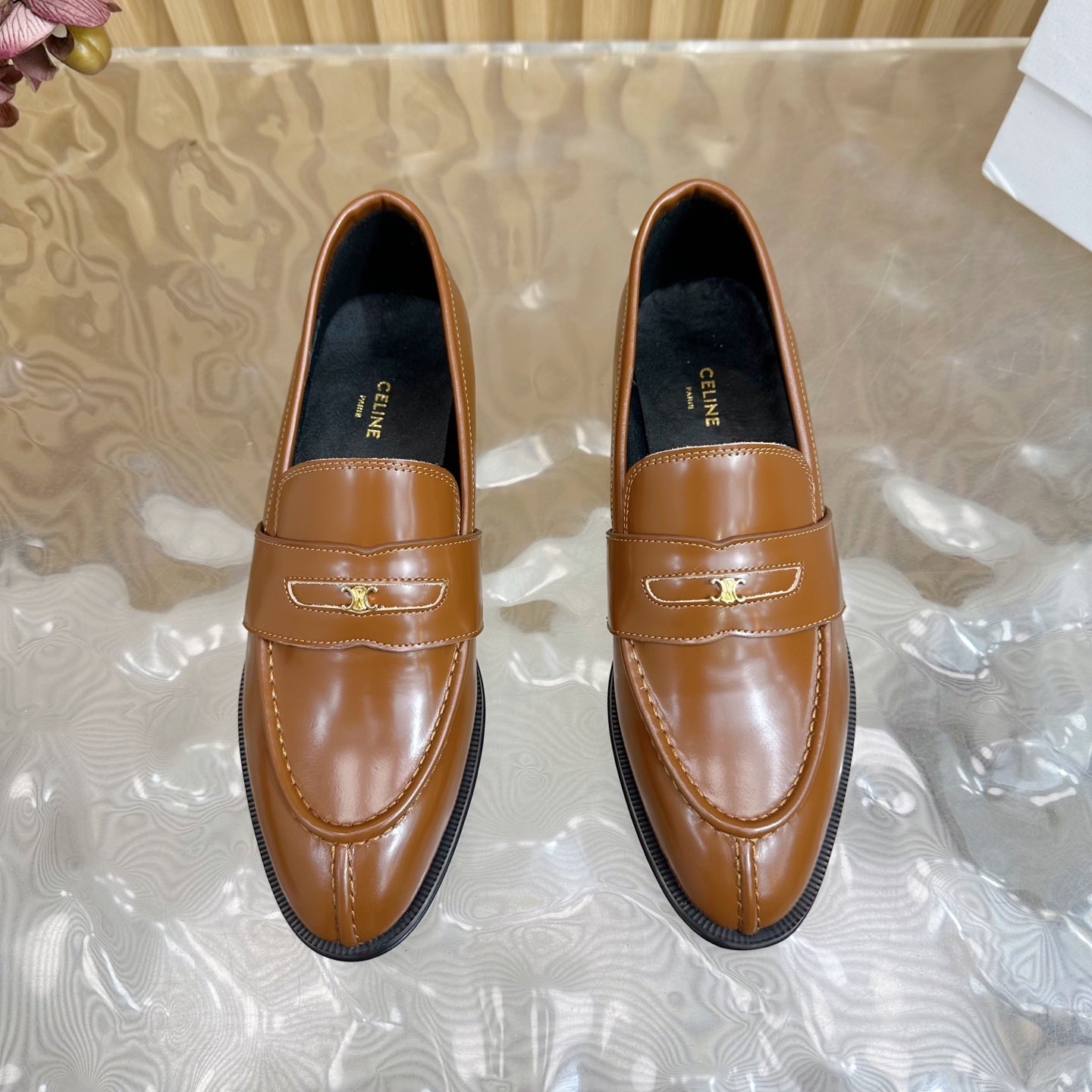 Celine CELINE Loafers Brown Leather 285918