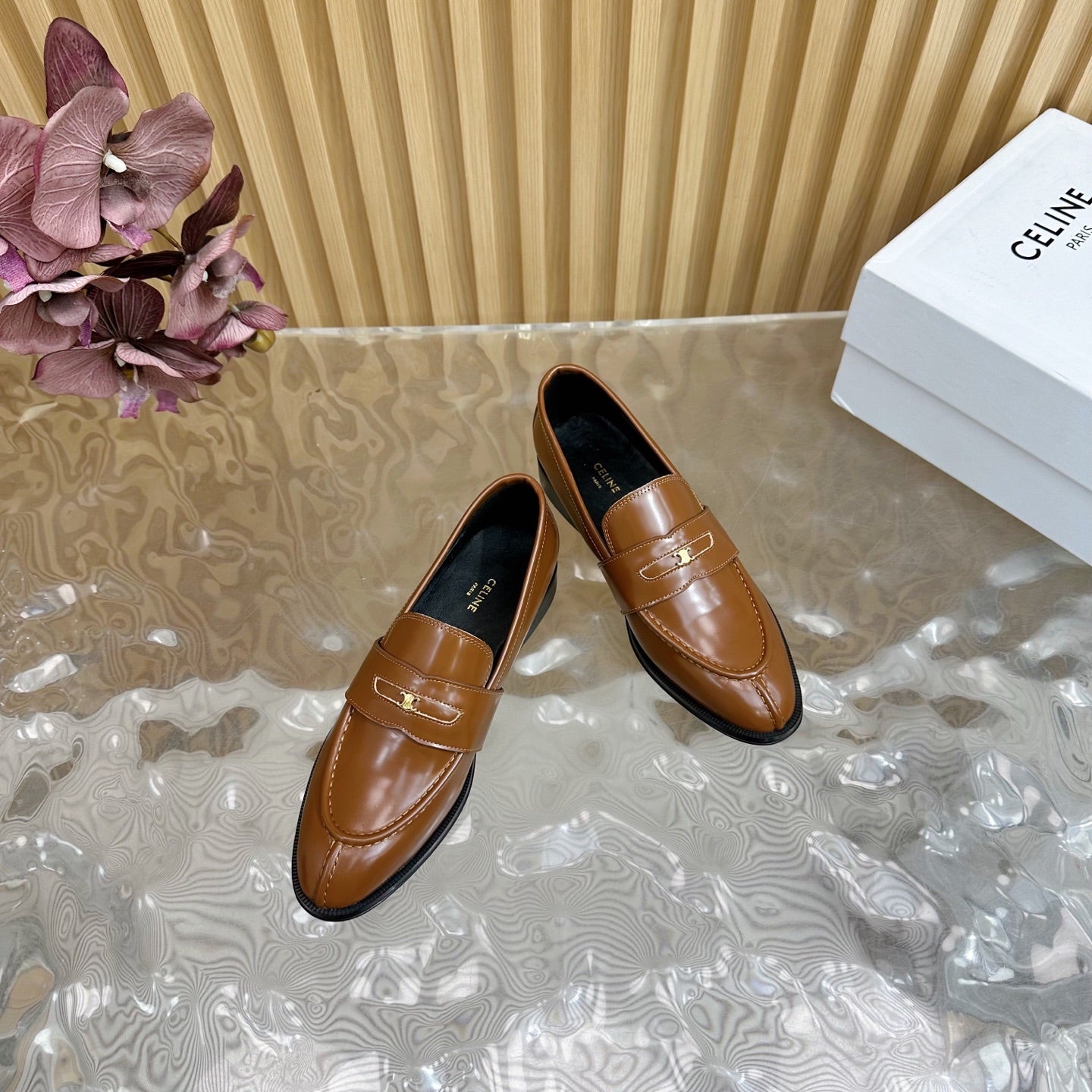 Celine CELINE Loafers Brown Leather 285918