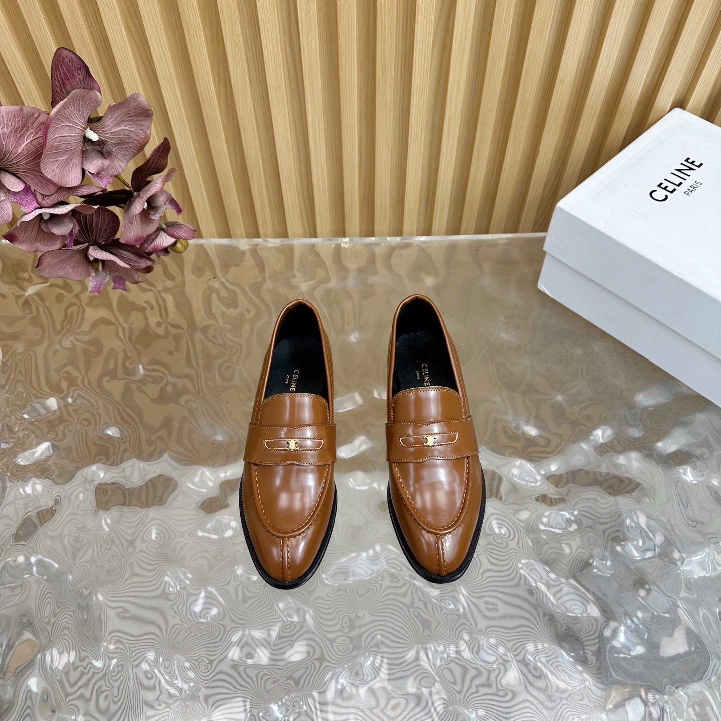 Celine CELINE Loafers Brown Leather 285918