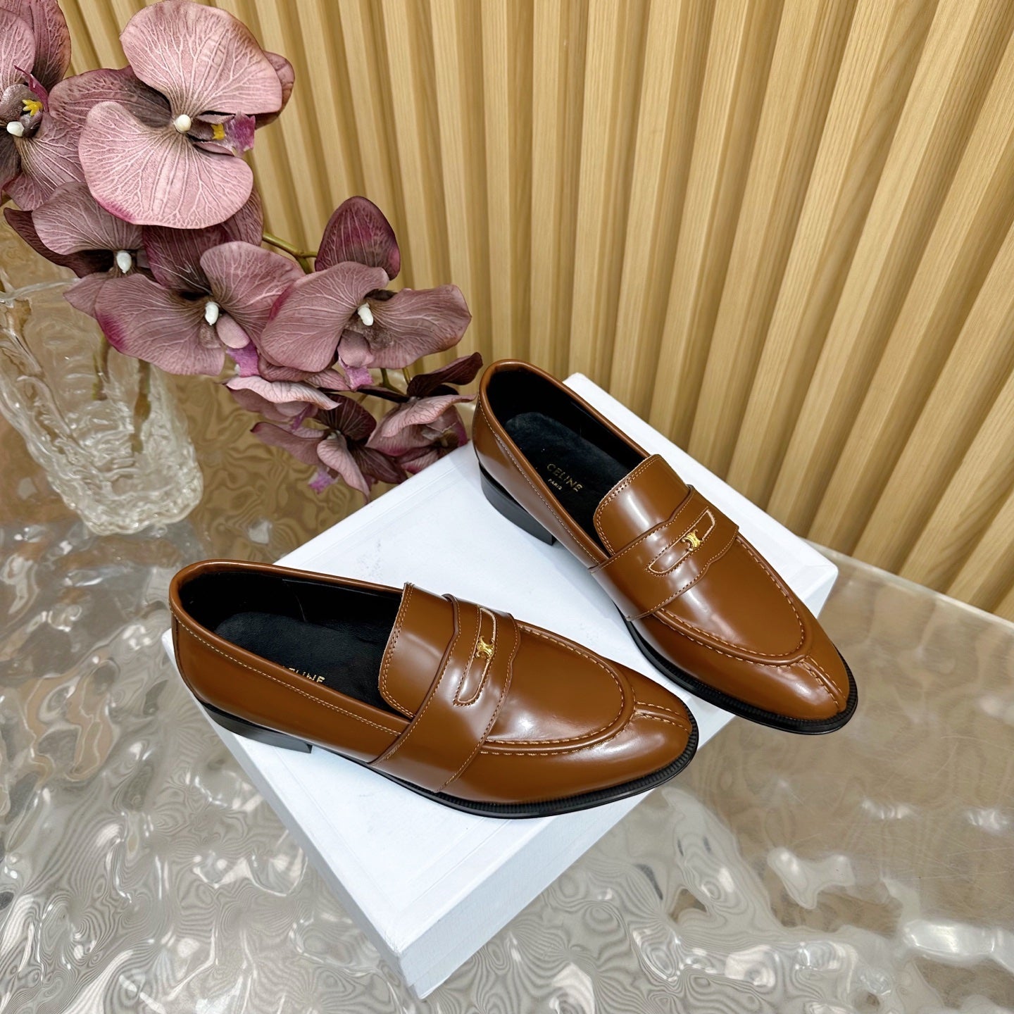Celine CELINE Loafers Brown Leather 285918