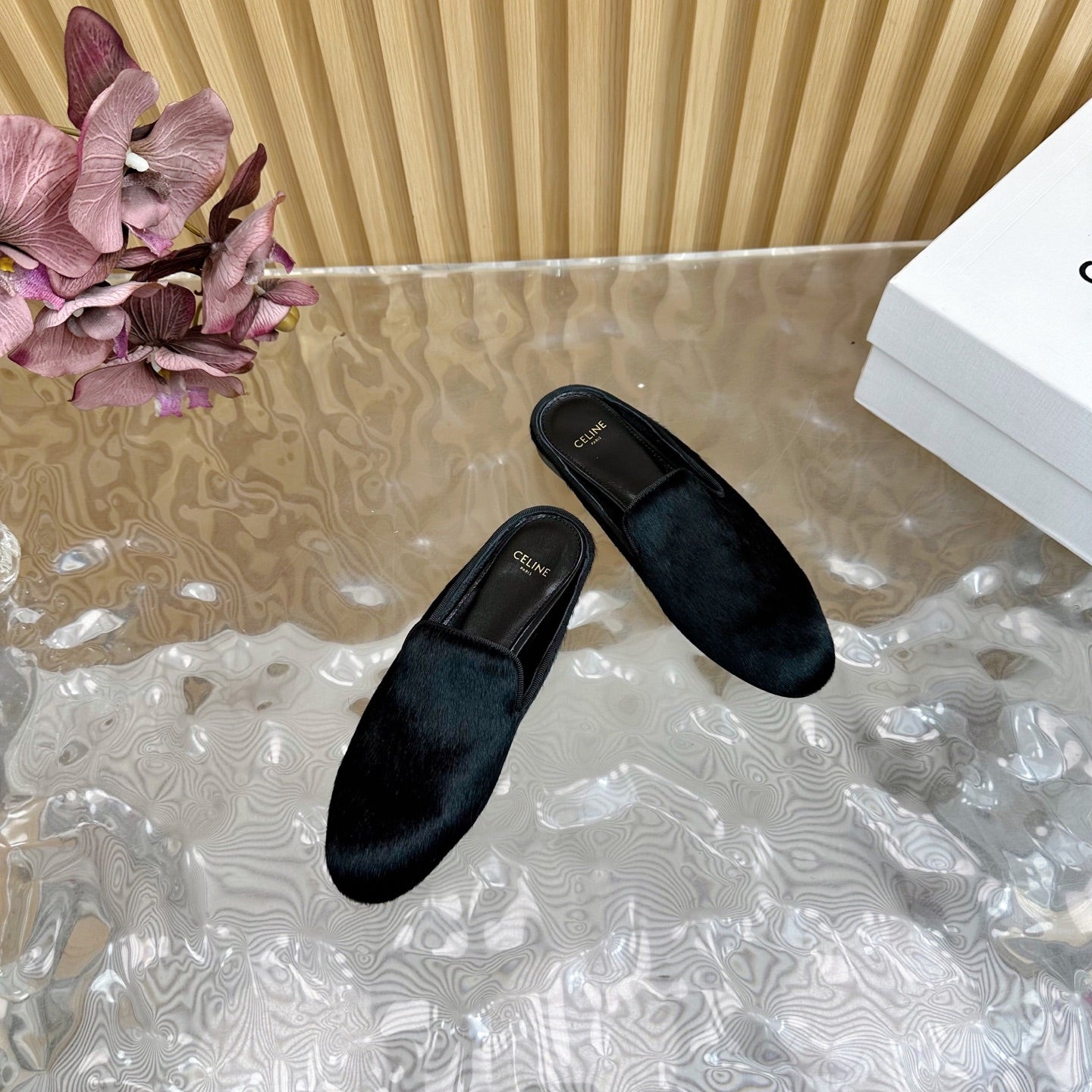 Celine CELINE 25 Slippers Black Velvet 285912