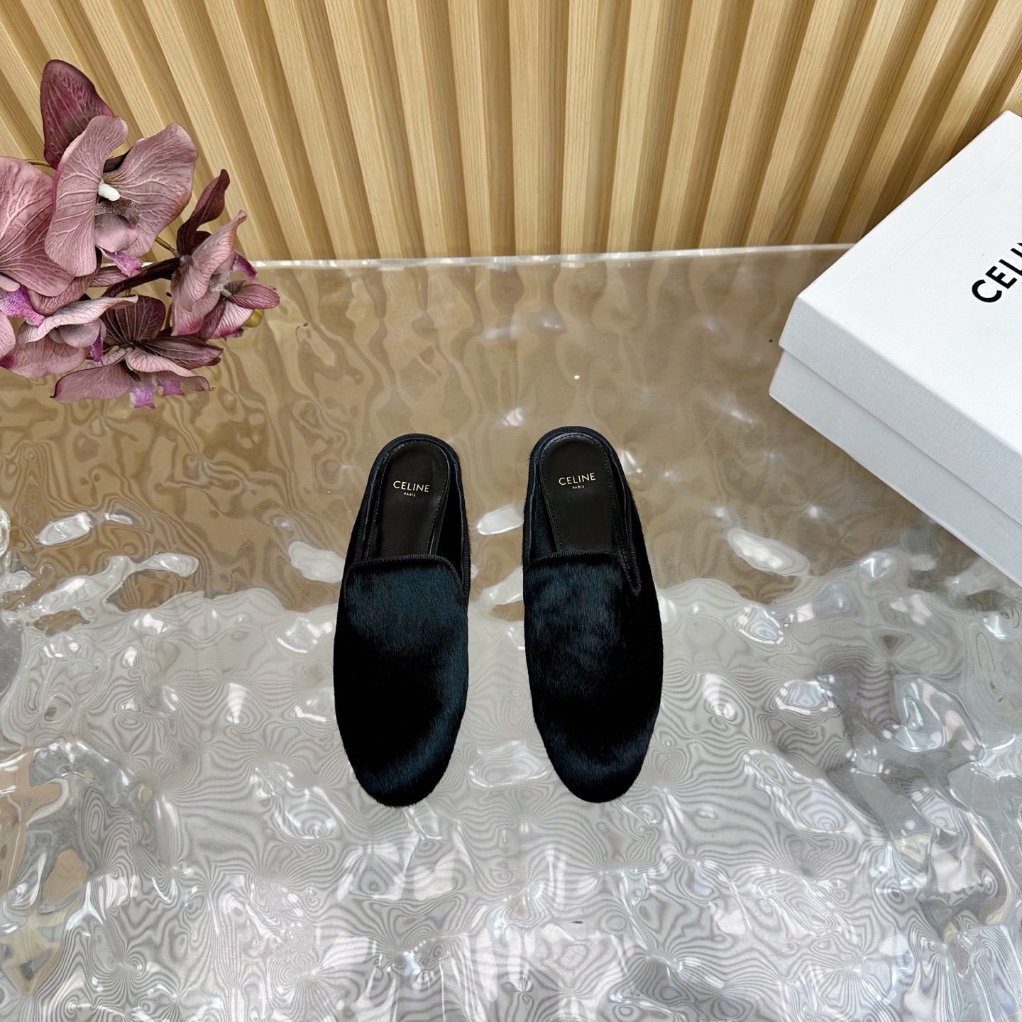 Celine CELINE 25 Slippers Black Velvet 285912