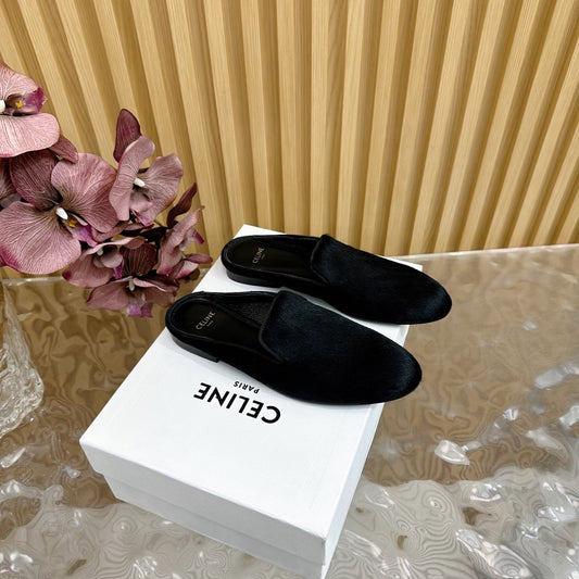 Celine CELINE 25 Slippers Black Velvet 285912