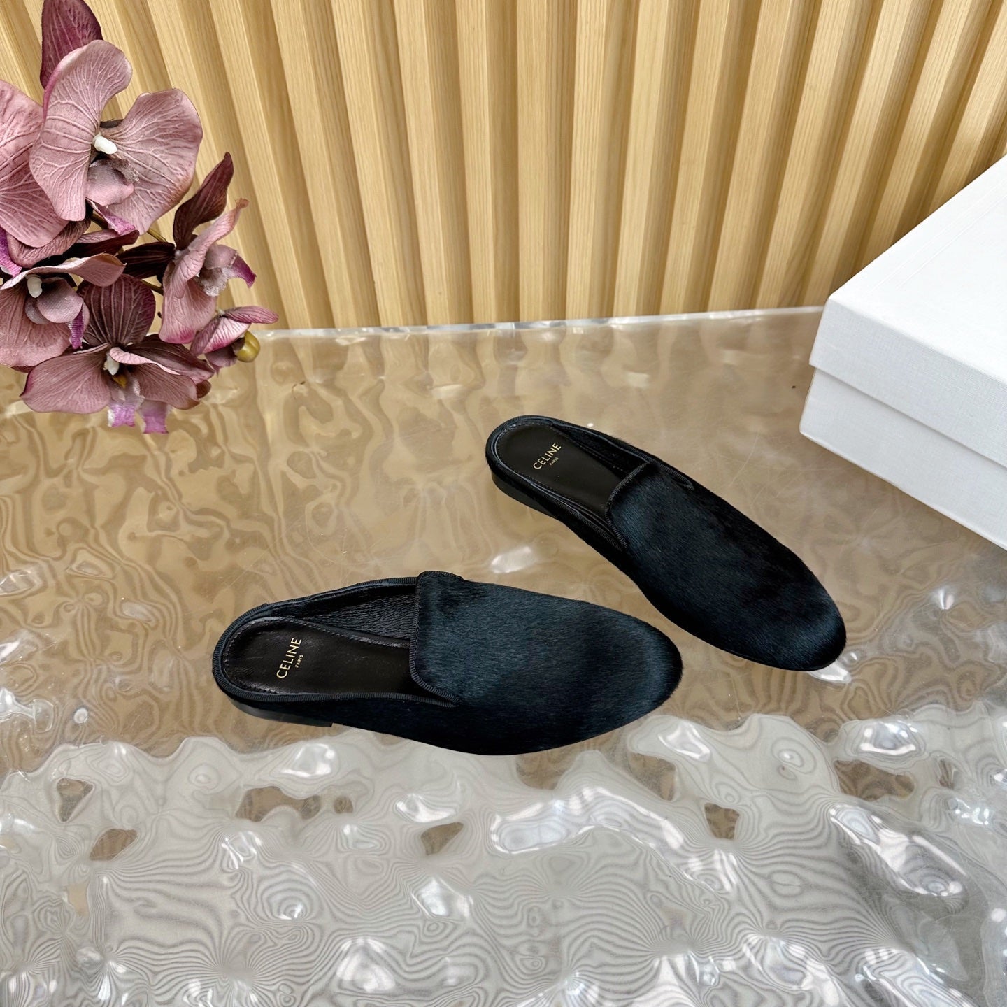 Celine CELINE 25 Slippers Black Velvet 285912